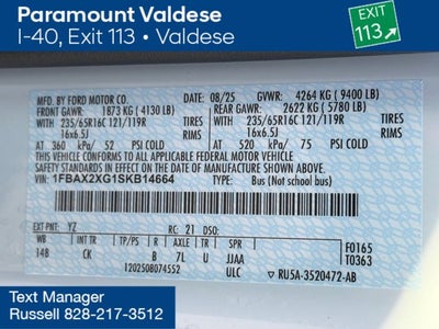 2025 Ford Transit Commercial Passenger Van XL