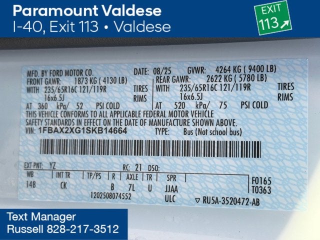 2025 Ford Transit Commercial Passenger Van XL