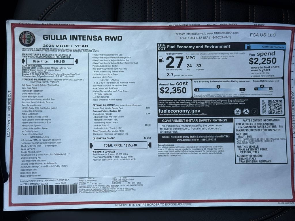 2025 Alfa Romeo Giulia Intensa